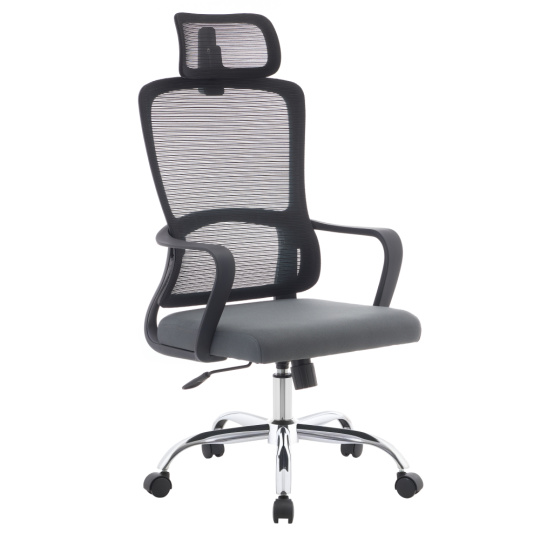 Kancelářské křeslo, černá/šedá/chrom, RANDY