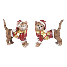 Kočka - vánoční figurka, polyresin, vel. S, červeno-hnědá, mix 2, cena za 1 ks Kočka - vánoční figurka, polyresin, vel. S, červeno-hnědá, mix 2, cena za 1 ks