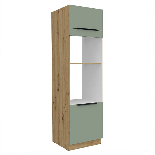 Vysoká skříňka na troubu a mikrovlnou troubu, aquamarine/dub artisan, ARSANY 60 DPM-210 2F