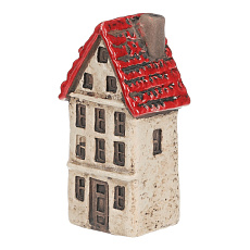 Domeček keramický - patrový, vel. M, béžový-červený