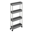 Pojízdný úložný vozík, plast, šedá, APV-E1008 GREY