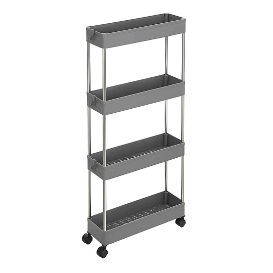 Pojízdný úložný vozík, plast, šedá, APV-E1008 GREY