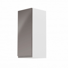 Horní skříňka, bílá / šedý extra vysoký lesk, levá, AURORA G30