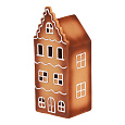 Domeček perníkový - keramika, LED osvětlení, hnědý