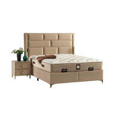 Boxspringová postel 160x200, světlehnědá, GOLDBIA Boxspringová postel 160x200, světlehnědá, GOLDBIA