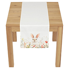 Běhoun - zajíc v rozkvetlé louce, 100 % polyester, 40 x 150 cm