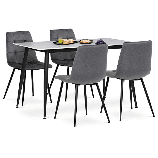 Jídelní set s 4 židlemi, 130x70x76cm, keramika, mramor, ASE-1038 GREY2 Jídelní set s 4 židlemi, 130x70x76cm, keramika, mramor, ASE-1038 GREY2