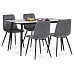 Jídelní set s 4 židlemi, 130x70x76cm, keramika, mramor, ASE-1038 GREY2