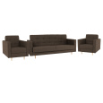 Celočalouněná sestava 3+1+1, látka čokoládová, AMEDIA
