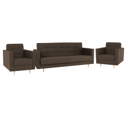 Celočalouněná sestava 3+1+1, látka čokoládová, AMEDIA Celočalouněná sestava 3+1+1, látka čokoládová, AMEDIA