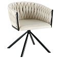 Otočné jídelní křeslo, béžová Velvet látka/černá, ZALA