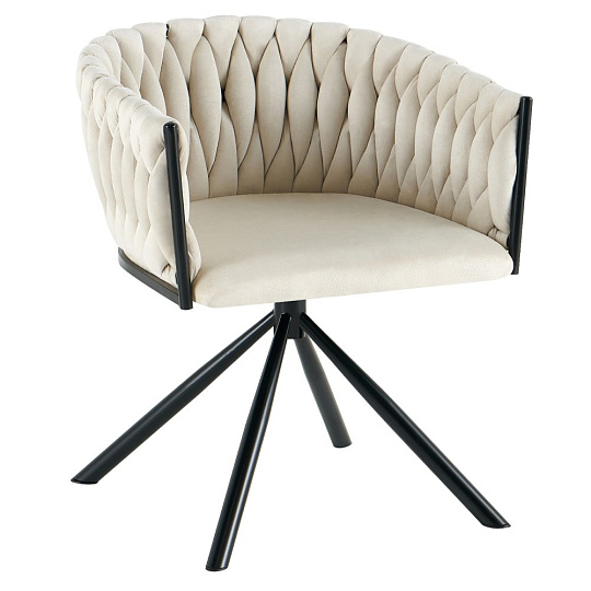 Otočné jídelní křeslo, béžová Velvet látka/černá, ZALA
