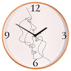 Hodiny nástěnné - pr. 40 cm, MDF a dřevěný rám, motiv tváří