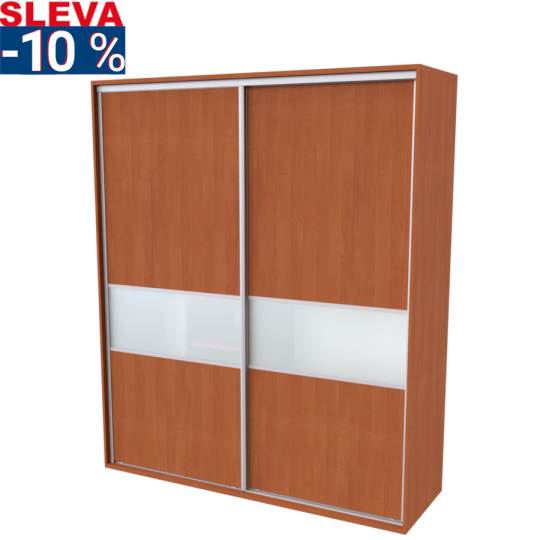 Nábytek Mikulík Vranovice Skříň FLEXI 2 š.200cm v.240cm: 2x dveře dělené sklem MATELUX - olše