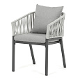 Zahradní židle, kov, polyratan, šedá, AZC-S1430 GREY