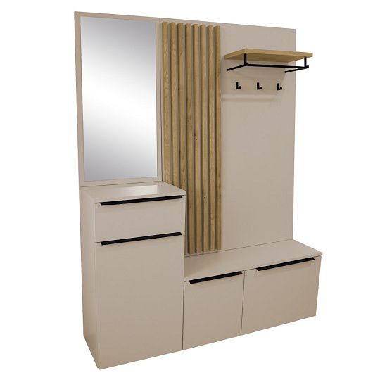 Předsíňová sestava, kašmír matná/dub artisan, ALIVA V1