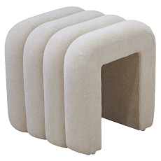 Designový taburet, béžová látka, SUNDO Designový taburet, béžová látka, SUNDO