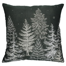 Polštář s výplní - zasněžené stromy, polyester a bavlna, 45 x 45 cm Polštář s výplní - zasněžené stromy, polyester a bavlna, 45 x 45 cm