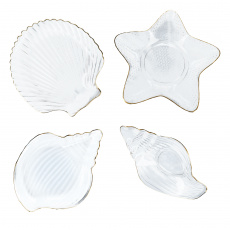 Servírovací misky, set 4 ks, sklo, PURE SHELLS Servírovací misky, set 4 ks, sklo, PURE SHELLS