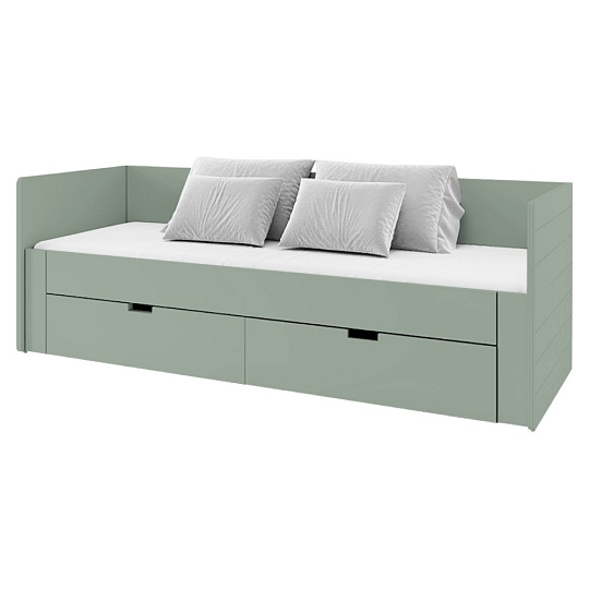 Rozkládací postel, šedozelená, 90/180x200, ANTONY