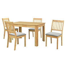 Jídelní set 1+4, masivní dřevo, přírodní, TEDRO Jídelní set 1+4, masivní dřevo, přírodní, TEDRO