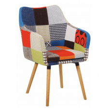 Křeslo, barevný patchwork / buk, LANDOR Křeslo, barevný patchwork / buk, LANDOR