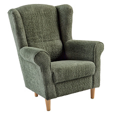 Křeslo ušák, zelená látka Coral, CHARLOT