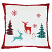 Polštář sametový s výplní - vánoční, červené okraje, 100% polyester, 45 x 45 cm