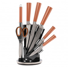 TEMPO-KONDELA LEROJ, sada nožů, set 8 ks, ve stojanu, rose gold TEMPO-KONDELA LEROJ, sada nožů, set 8 ks, ve stojanu, rose gold