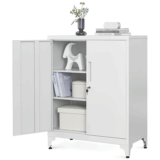Komoda 80x40x90cm, kov, bílá, AUS-E1113 WT