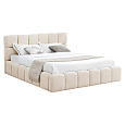 Postel s kovovým roštem a úložným prostorem, 160x200, béžová, SORELA