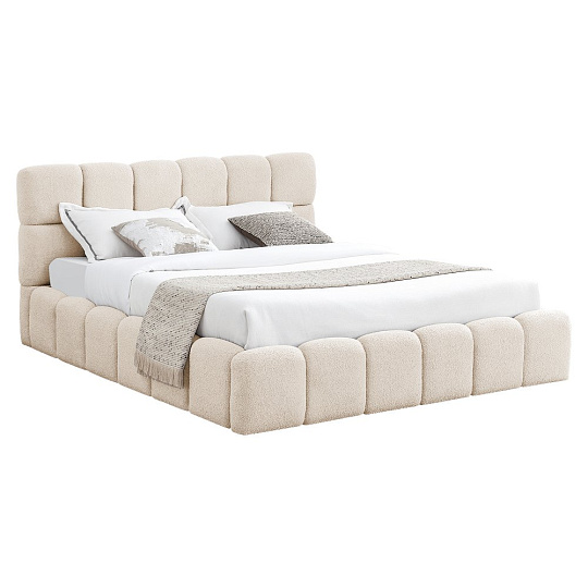 Postel s kovovým roštem a úložným prostorem, 160x200, béžová, SORELA