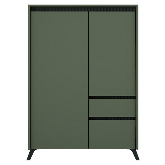 Komoda, smoke zelená/černá, LONGY REG2D1S1K