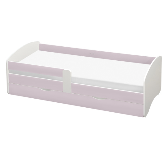 Postel s roštem a úložným prostorem 90x200, bílá/růžová, COCOLINO