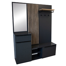 Předsíňová sestava, antracit extra vysoký lesk HG/dub artisan, ALIVA V2