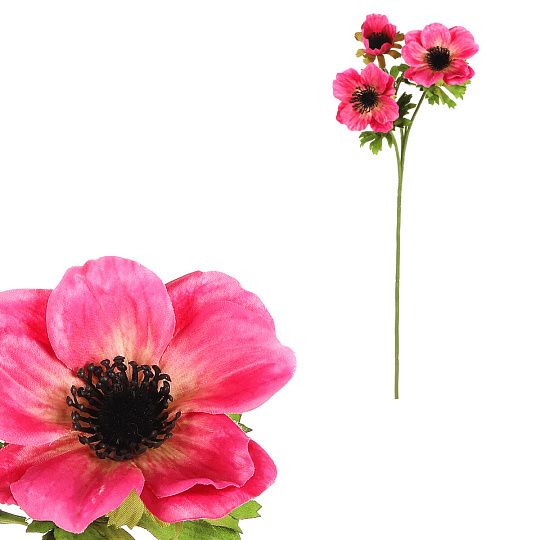 Sasanka - umělá řezaná, 3 květy, tmavě růžová Sasanka - umělá řezaná, 3 květy, tmavě růžová