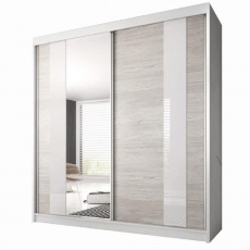 Skříň s posuvnými dveřmi, dub kathult světlý / bílá, 203x218, MULTI 32 Skříň s posuvnými dveřmi, dub kathult světlý / bílá, 203x218, MULTI 32