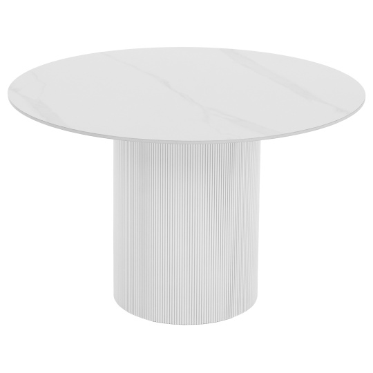 Jídelní stůl, bílý mramor/MDF, průměr 120 cm, MAHIR TYP 1