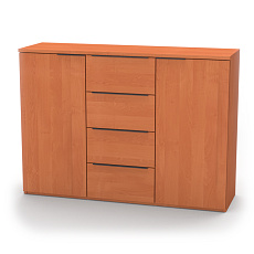 NÁBYTEK MIKULÍK s.r.o. VARIO 3 - komoda, 100 až 130cm × 86,5 × 40,5cm Šířka: 120cm, Dekor: olše, Úchytka: Černá