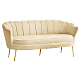 Luxusní pohovka, 3-sed, béžová Velvet látka/zlatá, Art-deco, NOBLEO TYP 2