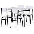 Jídelní set s 4 židlemi, 110x70x76cm, mdf, bílá, AUT-O2155 WT