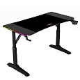 Pevný herní stůl 120x60cm, RGB LED, výběr výšky, melamin, carbon, LT-H1212 BK