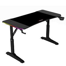 Pevný herní stůl 120x60cm, RGB LED, výběr výšky, melamin, carbon, LT-H1212 BK Pevný herní stůl 120x60cm, RGB LED, výběr výšky, melamin, carbon, LT-H1212 BK