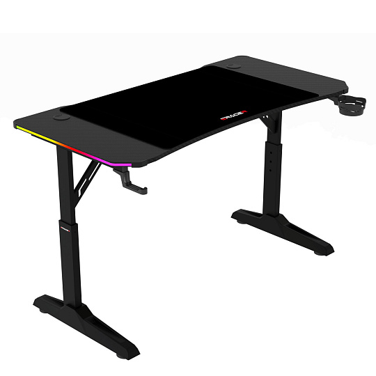 Pevný herní stůl 120x60cm, RGB LED, výběr výšky, melamin, carbon, LT-H1212 BK Pevný herní stůl 120x60cm, RGB LED, výběr výšky, melamin, carbon, LT-H1212 BK