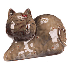 Kočka - keramická figurka, ležící, vel. XL, hnědá Kočka - keramická figurka, ležící, vel. XL, hnědá