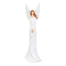 Anděl - figurka z polyresinu, imitace dřeva, vel. S, bílý Anděl - figurka z polyresinu, imitace dřeva, vel. S, bílý