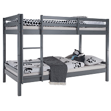 Patrová postel, 90x200, masivní dřevo, šedá, INEZA