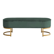 Designová lavice, tmavozelená Velvet látka / gold chrom-zlatý, MIRILA Designová lavice, tmavozelená Velvet látka / gold chrom-zlatý, MIRILA