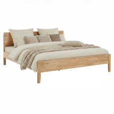 Manželská postel, 160x200, masivní dřevo, přírodní, NOEMI