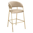 Designová barová židle, béžová Velvet látka/gold chrom zlatý, DASMIN NEW TYP 2